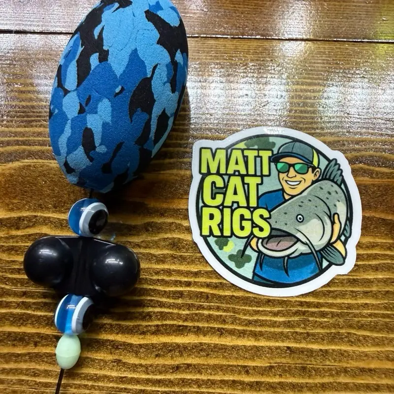 Matt Cat Rig Blue Camo EVA Foam Egg Float with 10/0 Bounty Hunter Circle Hook