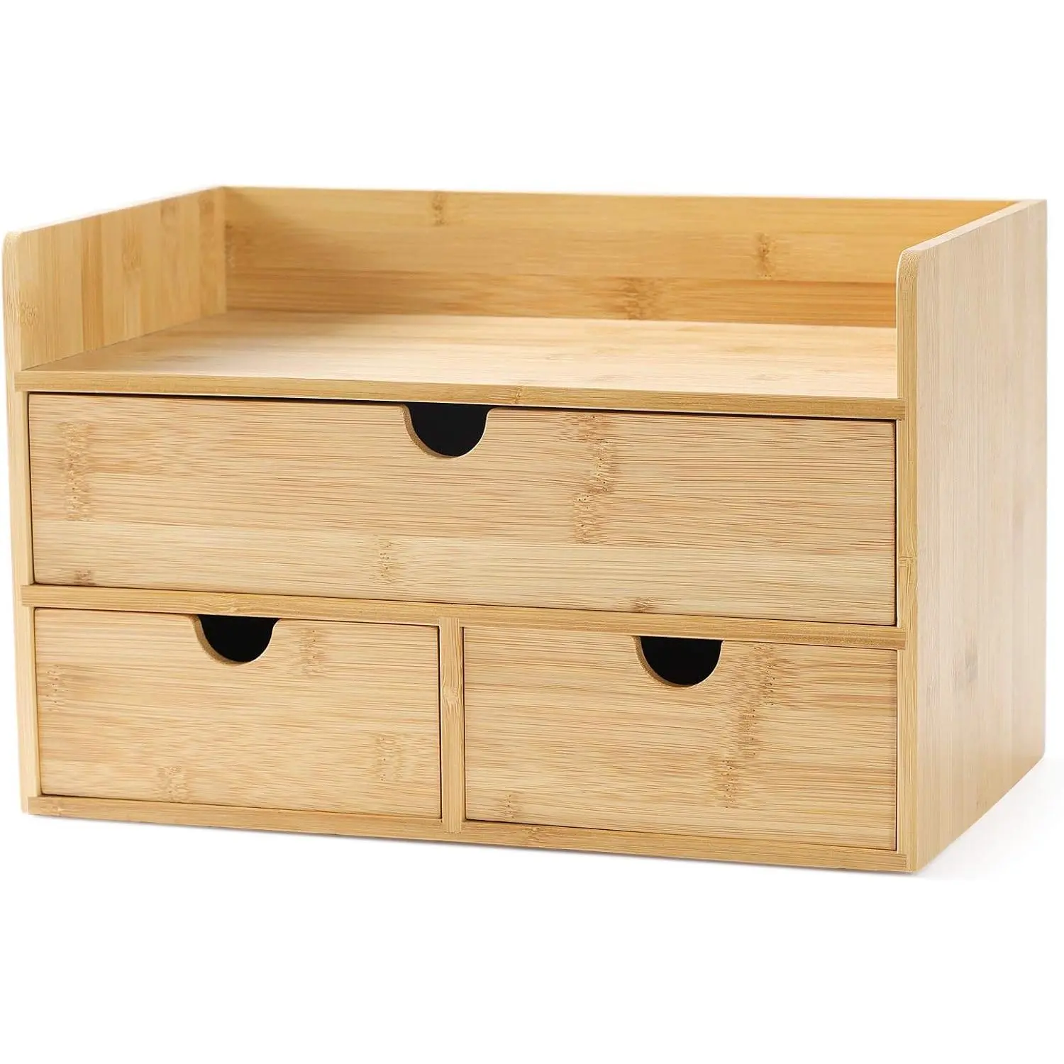 Desk Organizer, Mini Desktop Drawer Tabletop Storage Organization Box for Office Home Toiletries Supplies Vanity, No Assembly Required (3 Drawer with Shelf)