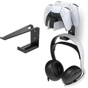 Ps5 Controller Charging Stand Wall Mount, Wall Mounted Holder, Metal Storage Rack with Headphone Hook, Space Saving Design, Stable Steel Holder for Playstation 5 Dualsense