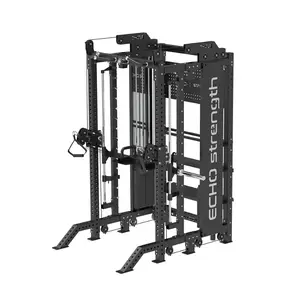 Half Rack Functional Trainer with Smith Machine and Weight Storage