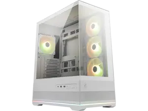MSI MAG PANO 110R PZ White - Mid-Tower Gaming PC Case - Tempered Glass Side Panel - 4 x 120mm ARGB Fans - Liquid Cooling Support up to 360mm Radiator - Mesh Panel for Optimized Airflow