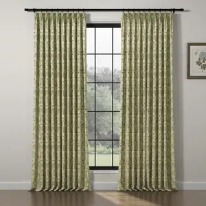 New year TWOPAGES Sara Le Pinch-Pleat Floral Linen Curtain – Light-Filtering Drapes for Cozy Cottage, Kitchen, Bathroom, Bedroom & Living Room, New Year Curtains, Gift for Home, Anniversary, Decor Ideas 2026, Winter Curtains, 1 Panel Only