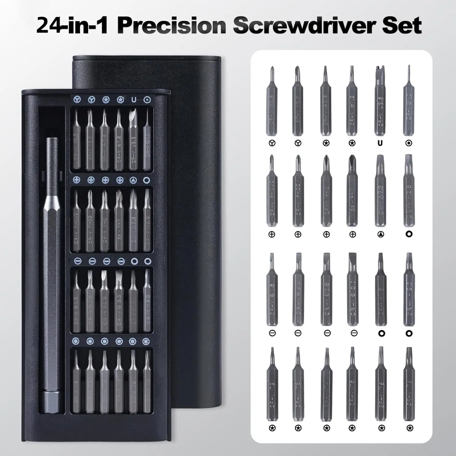 24 in 1 Mini Screwdriver Set, Multipurpose Screwdriver Kit, Multifunctional Screwdriver, Screwdriver Bits, Flat Head Phillips, Small Screwdriver for Electronics, Mobile Phones, Computers, Precision Repair Tools