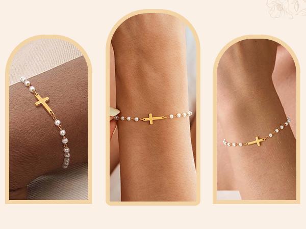 Tewiky Simple Cross Pendant Bracelet Dainty Simple Tiny Cross Bracelet For Women Girls For Easter Gift All-match & Exquisite Jewelry gift Back To School Tewiky Simple Cross Pendant Bracelet Dainty Simple Tiny Cross Bracelet For Women Girls For Easter Gift All-match & Exquisite Jewelry gift Back To School