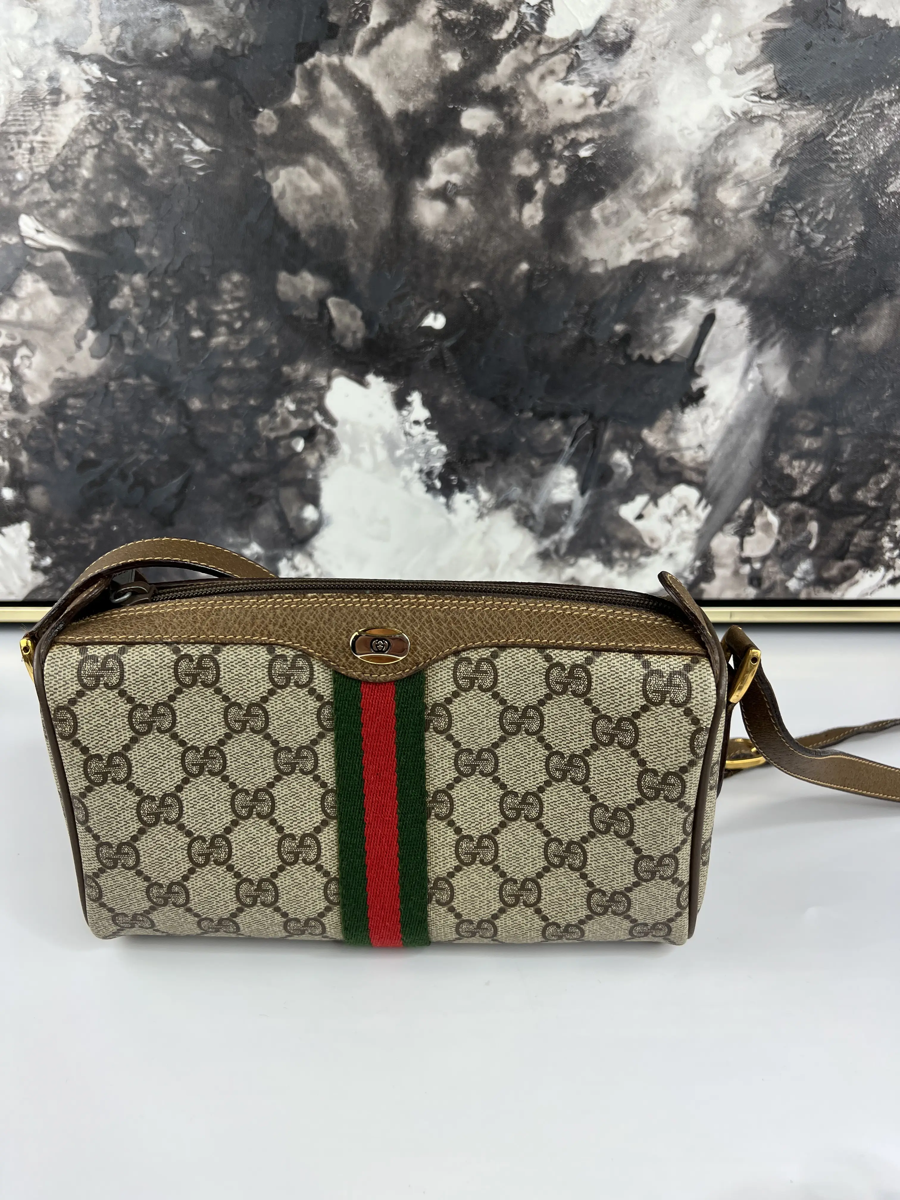 Pre-owned GUCCI coated canvas Crossbody Bags Sherry Web Crossbody Bag