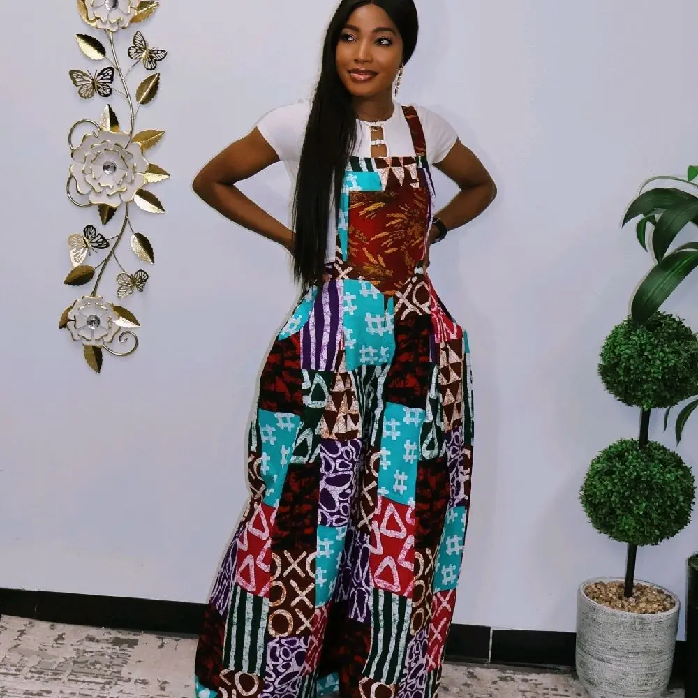Ankara Wide-Leg Jumpsuit | African Print Overalls for Women | Colorful Patchwork Jumpsuit | Vibrant Afrocentric Clothing | Handmade Festival