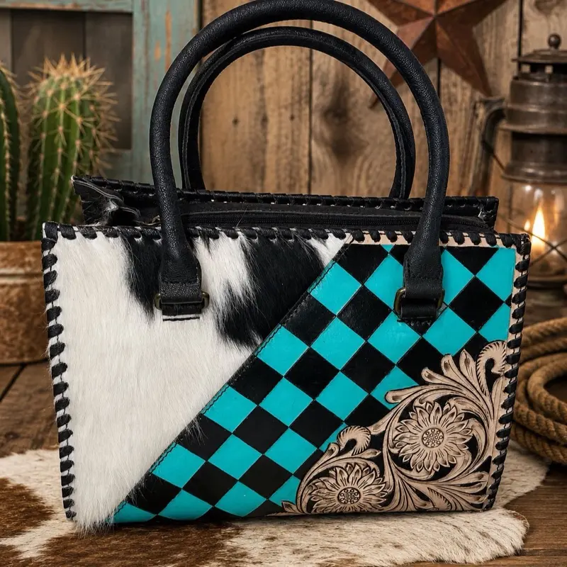 Turquoise Trail Cowhide Handbag