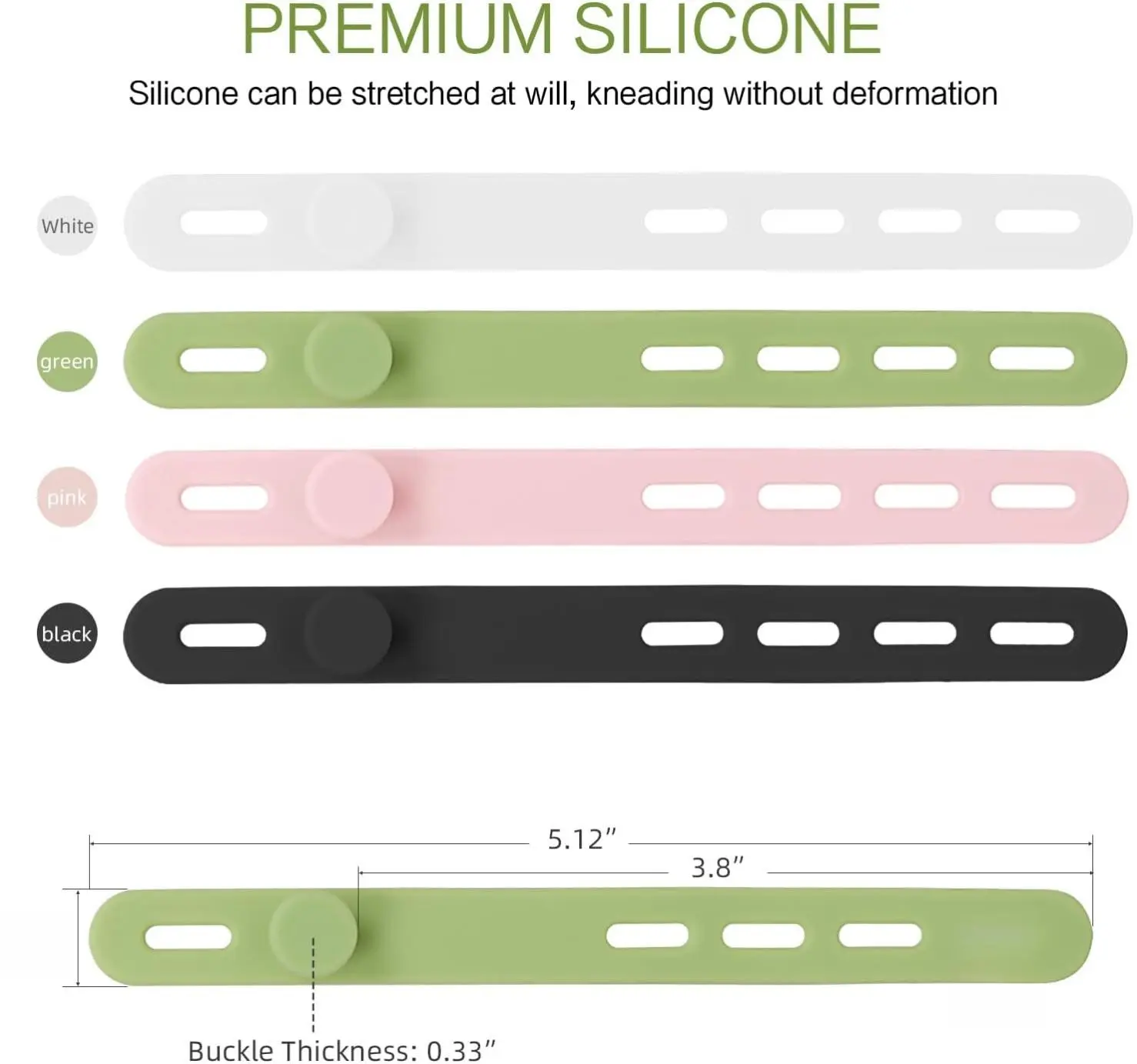 24Pcs Silicone Cable Ties Reusable Washable with Locking Buckle Adjustable Fastening Multi-Purpose High Elasticity Cord Organizer