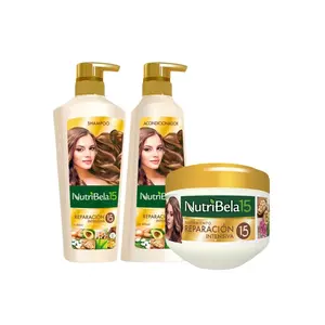 Kit Nutribela 15 Reparación Intensiva Shampoo 400ml, Acondicionador 400ml y Tratamiento 300ml