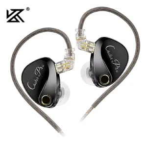 KZ Castor Pro Dual Dynamic Driver Hi-Fi IEM - Professional In-Ear Monitors with Adjustable Tuning Switches, HD Microphone, Deep Bass & Clear Treble, Noise Isolating Wired Gaming Earphones - Black & Silver  + High Definition Microphone