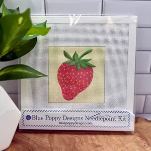 Strawberry Needlepoint Kit (beige background)