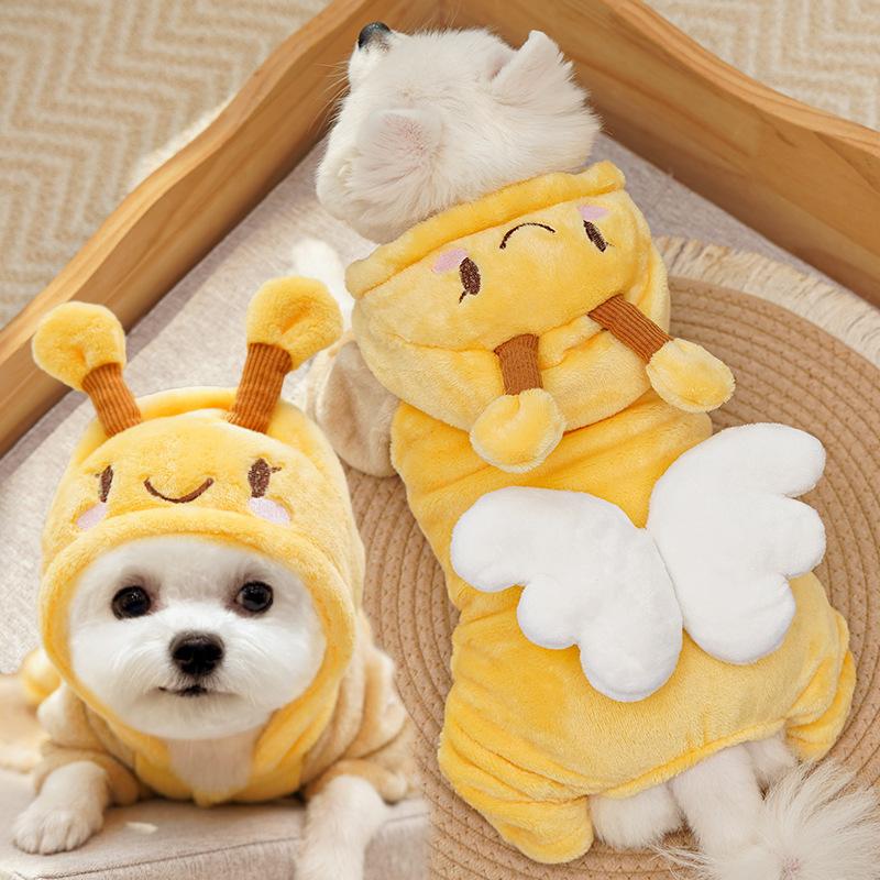 Pet Clothes Little Bee Costume Cosplay With Hat Leash Ring For Small Medium Dogs Cat Winter Thickened AL991277976462
