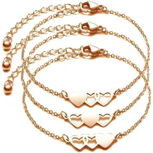 3 Sisters Bracelets Best Friends Necklace for 3 Set of 3 Heart Bracelets 3 BFF 3 Bestie Long Distance Friendship Gift