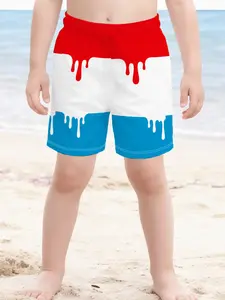 Boys' Beach Shorts Set, Summer Clothing, Blue 3D Print, Breathable Fabric, Casual Style, Perfect for Daily Wear, Beach Parties, New Year Gifts