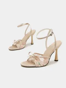 Elegant Women's Sandals, High Heel Design, PU Leather Mules, Breathable Mesh, Colorful Floral Embroidery, Perfect for Parties, Weddings, Office, Summer