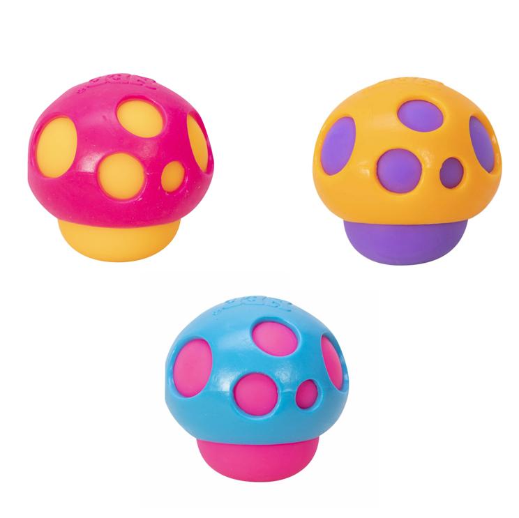 NeeDoh Groovy Shroom  -  Sensory Toy with Fun Dough Filling - Assorted Designs - Ages 3 and Up - One randomly selcted piece stress ball