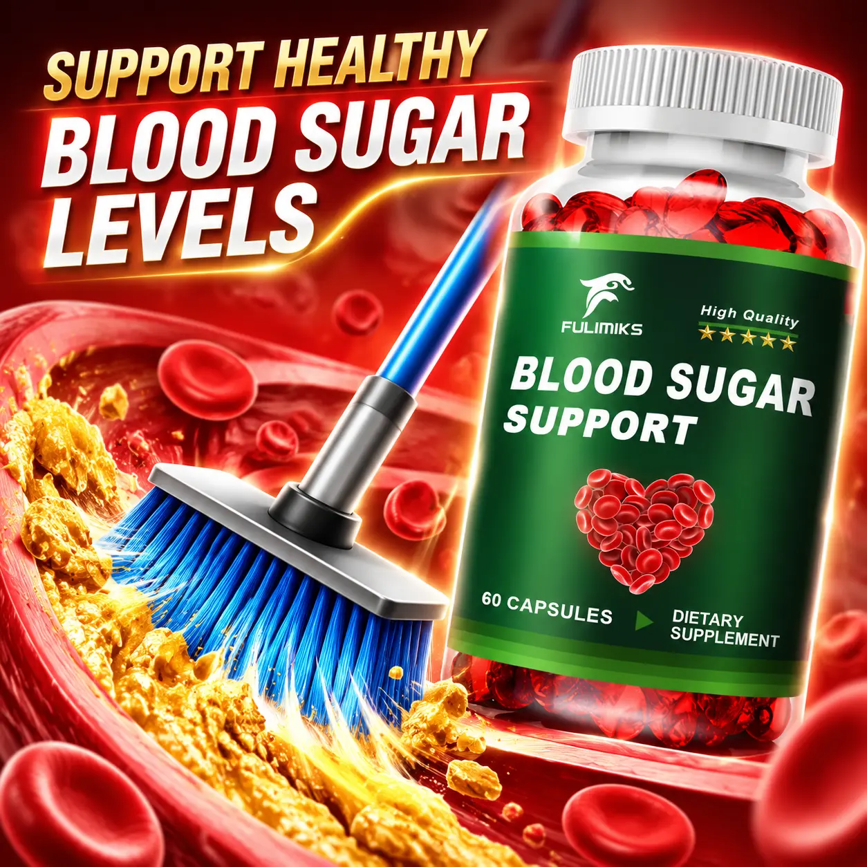 Blood Sugar Complex Supplement Capsules - Aids in Maintaining Blood Sugar Levels That Are Already Normal, Made from Natural Ingredients Including Cinnamon, Bitter Melon, Chromium, Mulberry, & Alpha Lipoic Acid, Support Energy, Vitality, Heart Health