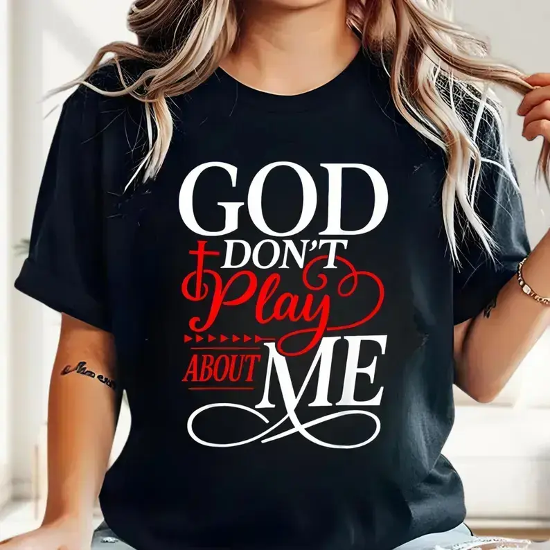 Men's Short-Sleeve Round Neck Casual T-Shirt - "God Don't Play About Me" Inspirational Faith Top, Invisible Battles Christ Christian Gift, All-Seasons Men's Clothes