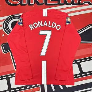 2007 2008 MUFC Home Retro Red No.7 Ronaldo Long Sleeved Soccer Jersey