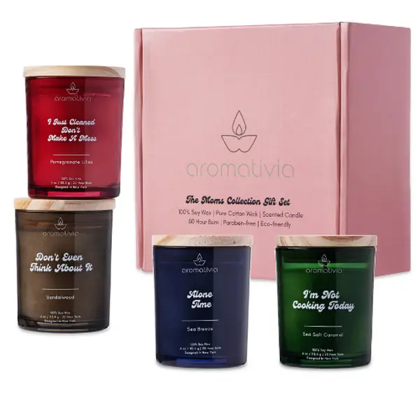 Scented Candles Gift Set for Mom, Pack of 4 - Aromatherapy 100% Pure Soy Wax Candles Mothers Day & Birthday Gift for Women - Funny Me Time Gifts for Mom, Home, Yoga, Relaxing Spa