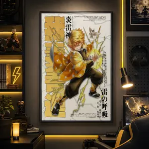 Demon Slayer Manga Poster Print, Zenitsu Agatsuma Anime Kimetsu no Yaiba Wall Decor, Gift for Anime Fan, Minimalist Japanese Aesthetic Photo ChristmasCanvas Poster Wall Decor, Room Decorations, Funky Home Decor,anime wall art,bedroom canvas poster