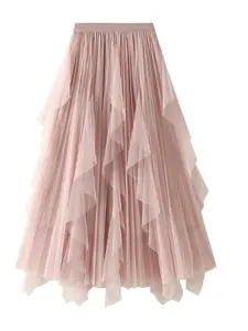 Pleated chiffon midi skirt