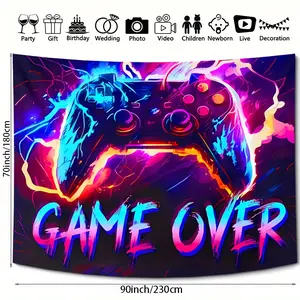 Gaming Room Fluorescent Tapestry Gaming Theme Tapestry For Gaming Room UV Blacklight Tapestry, Neon Lights For Gaming Rooms, Dorms, Living Rooms, Bedrooms, Home Decor/game Rooms/party Decorations, With Free Installation Kit 60X40 Gift Colorful Wall