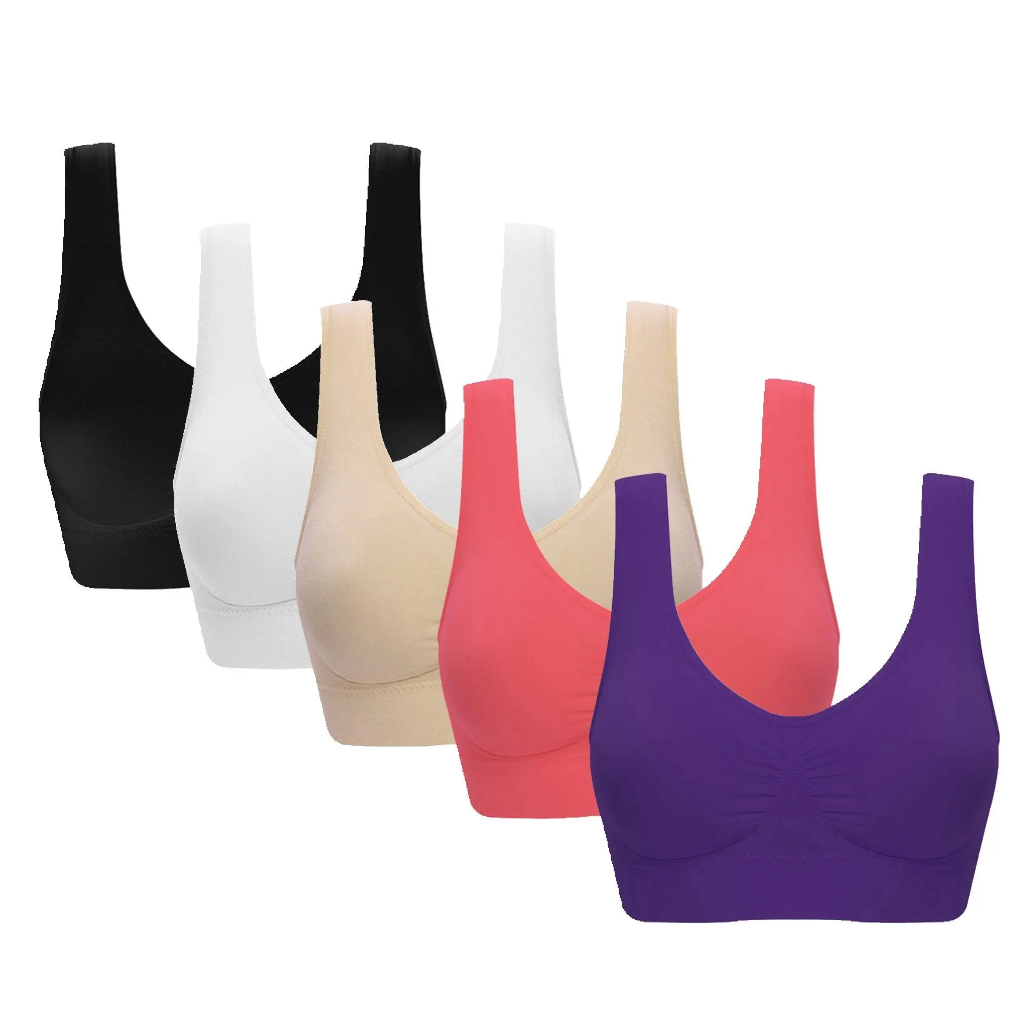 5 Pack:black White Beige Red Purple