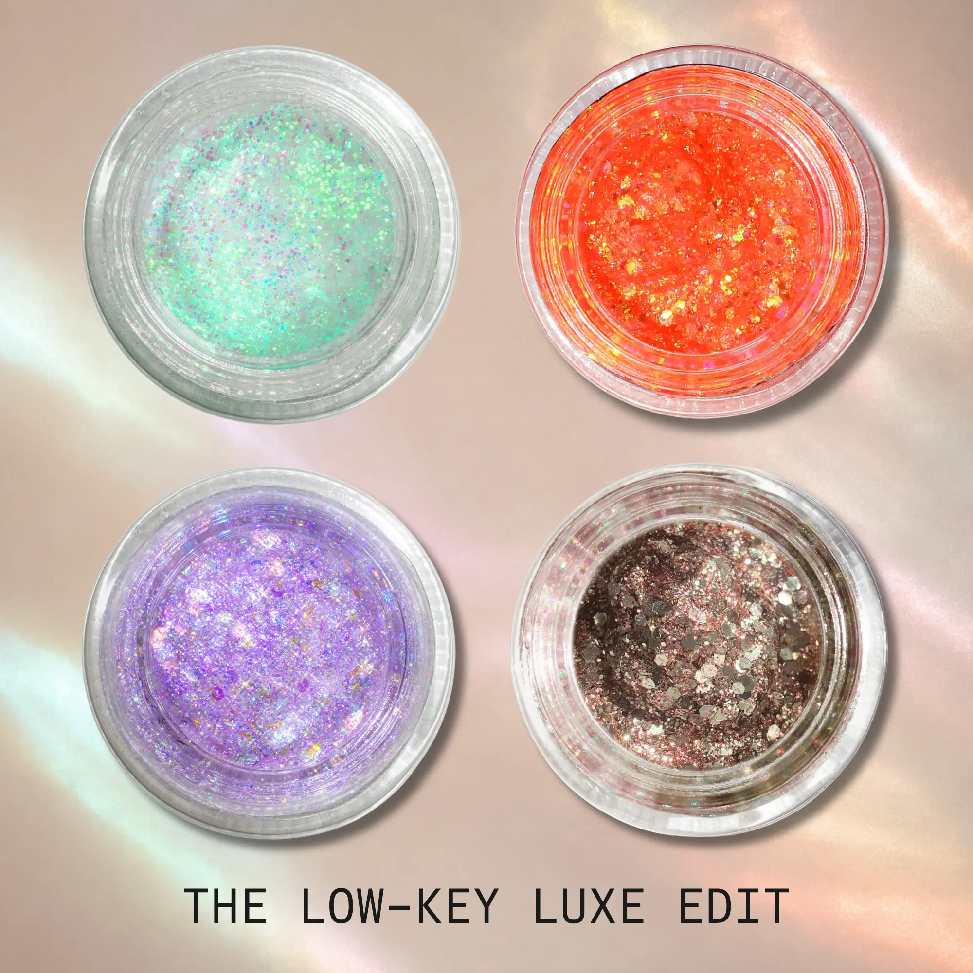 Lemonhead LA Low-Key Luxe Edit | Glitter Identity Series | 4-Piece Mini Glitter Gel Set for Effortless Everyday Glow, Clean Girl Makeup, Soft Neutral Shimmer For Eyes, Face & Body