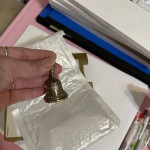 One Carved Bronze Bell | Hand-Held Shaker with Clapping Handle, Style Craftsmanship, Soothing Sounds for Healing, Ideal for Church, Weddings, Schools, and Festive Occasions