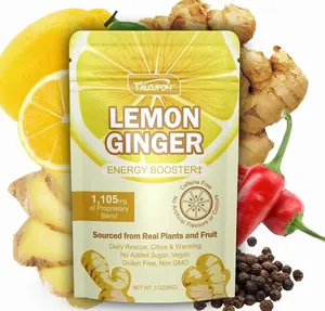Talcufon Lemon Ginger Blend Superfood Powder with MCT Oil, Turmeric, Ginger, Ture Lemon Powder, Acacia Fiber Powder, Cayenne Powder, Black Pepper Powder All Natural, Caffeine-Free 3Oz (85G)