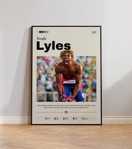 Noah Lyles Poster Wall Art, Track and Field Athlete Print, Sports Decor, Olympic Champion Poster, Motivational Running Poster 22