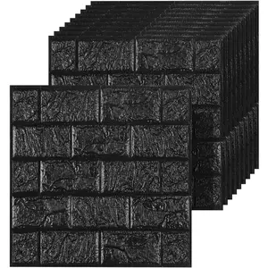 40 count 3D Wall Panels Peel and Stick Faux  11.8"*11.8" Black Brick Wallpaper for Walls 3D Wall Tiles Faux Brick Paneling Self-Adhesive Wallpaper for DIY Interior Wall Decor