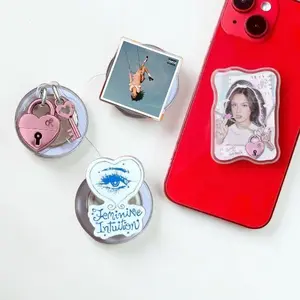 Feminine Pop Star MagSafe Phone Grip Set, Magnetic Pop Socket Kickstand, Pink Lock Key Phone Holder Gift for Fans