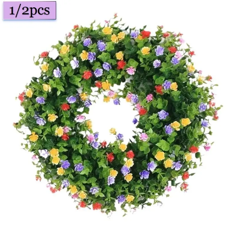 Lifelike Artificial Wild Flower Wreath, Classic Spring Style, Gorgeous Hanging Ornament, Door and Home Decoration, Elegant Floral Decor, Decorative Artificial Flowers, Faux Floral Wreath, Flower Design Decorations