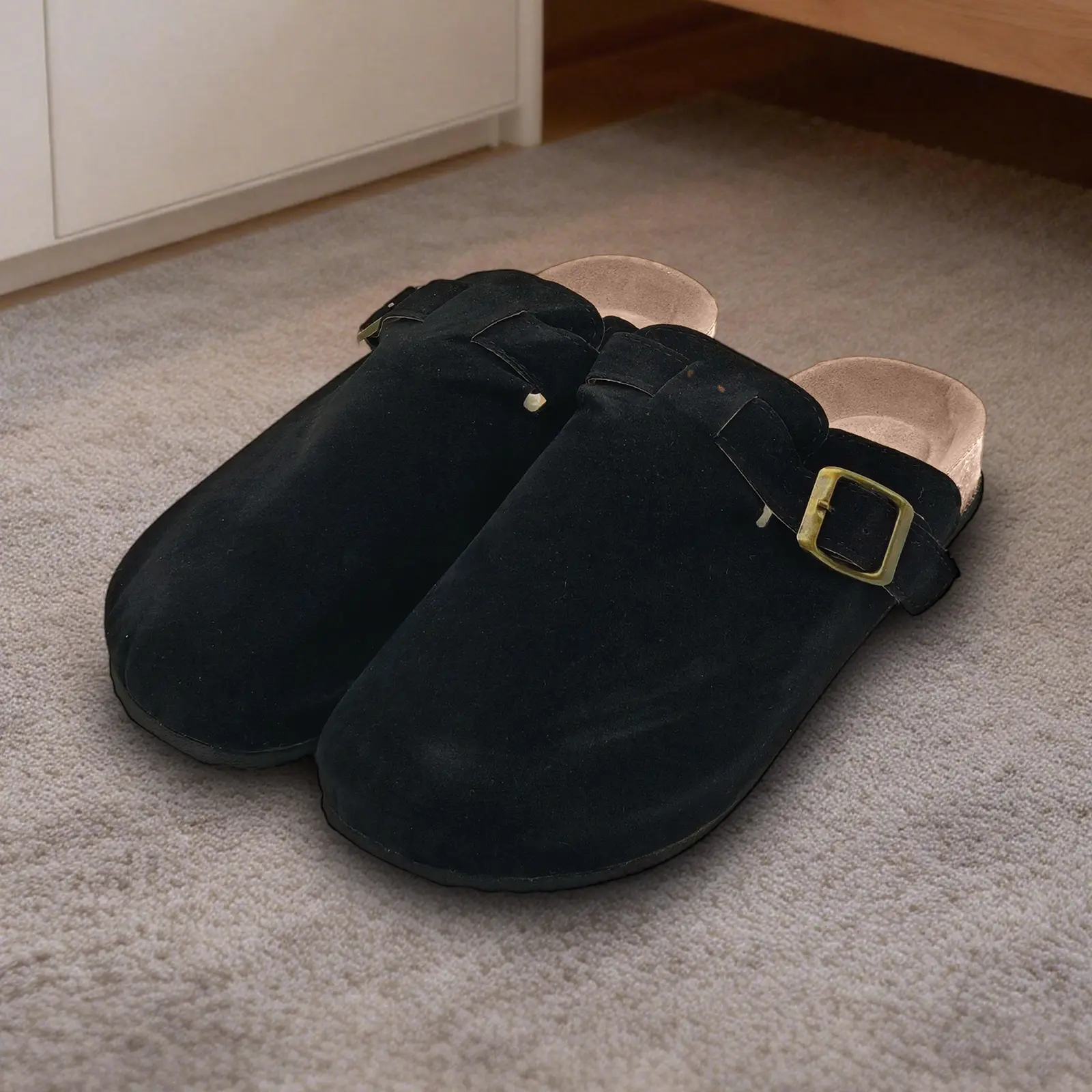 Lumubby Premium Suede Women's Casual Shoes Clogs - Slip-On Ankle Boots with Adjustable Straps, Round Toe, Orthopedic Footbed, Adjustable Fit, Arch Support for Indoor-Outdoor Wear