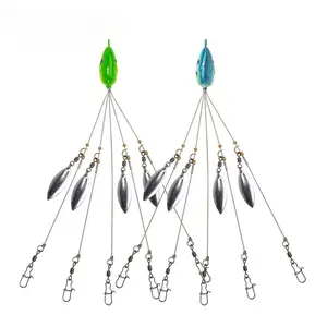 Random Color Artificial Fishing Lure with Hook, Five-Arm Alabama Umbrella Rig, Soft plastic lures, Artificial lures,Outdoor Fishing Accessories for Enthusiasts, Fishing Gear