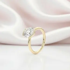 Exquisite 1.0 Ct Diamond Option Half Bezel Solitaire Engagement Ring