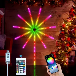 Smart LED Fireworks Light, Application-Controlled Adjustable Brightness Color-Changing Light, Wireless LED Indoor Decorative Light, Suitable for Parties and Music Backgrounds, Powered by Non-Rechargeable Batteries, Indoor and Outdoor Decorative Fireworks