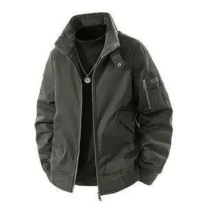 Military Green Corduroy Jacket for Men - Trendy & Cozy TikTok Obsession - Versatile Design for Daily Wear - Comfortable & Stylish long sleeve zipper design