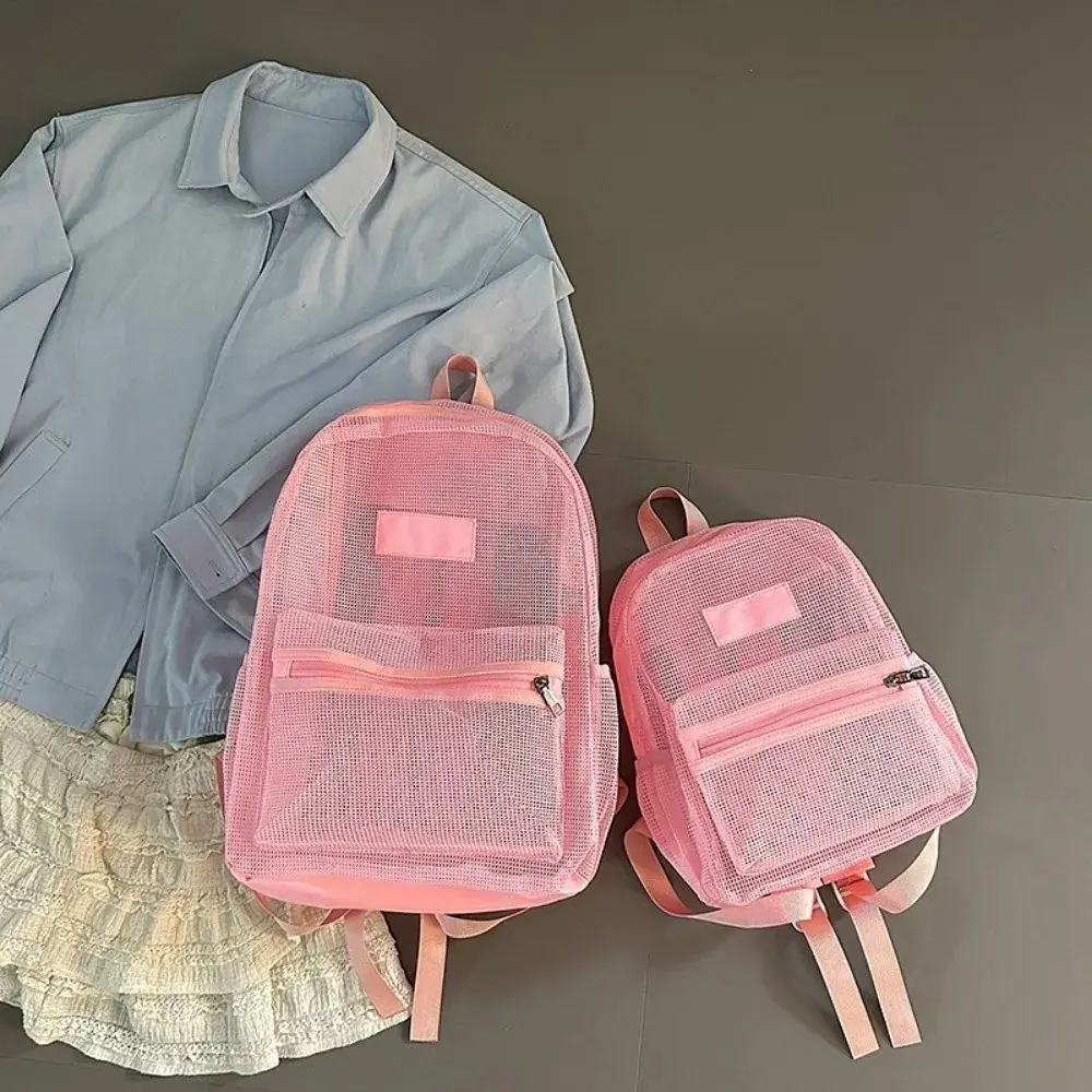 Breathable Mesh Mesh Backpack Multi Pockets Double Straps Bookbag High Capacity Lightweight Transparent Backpack