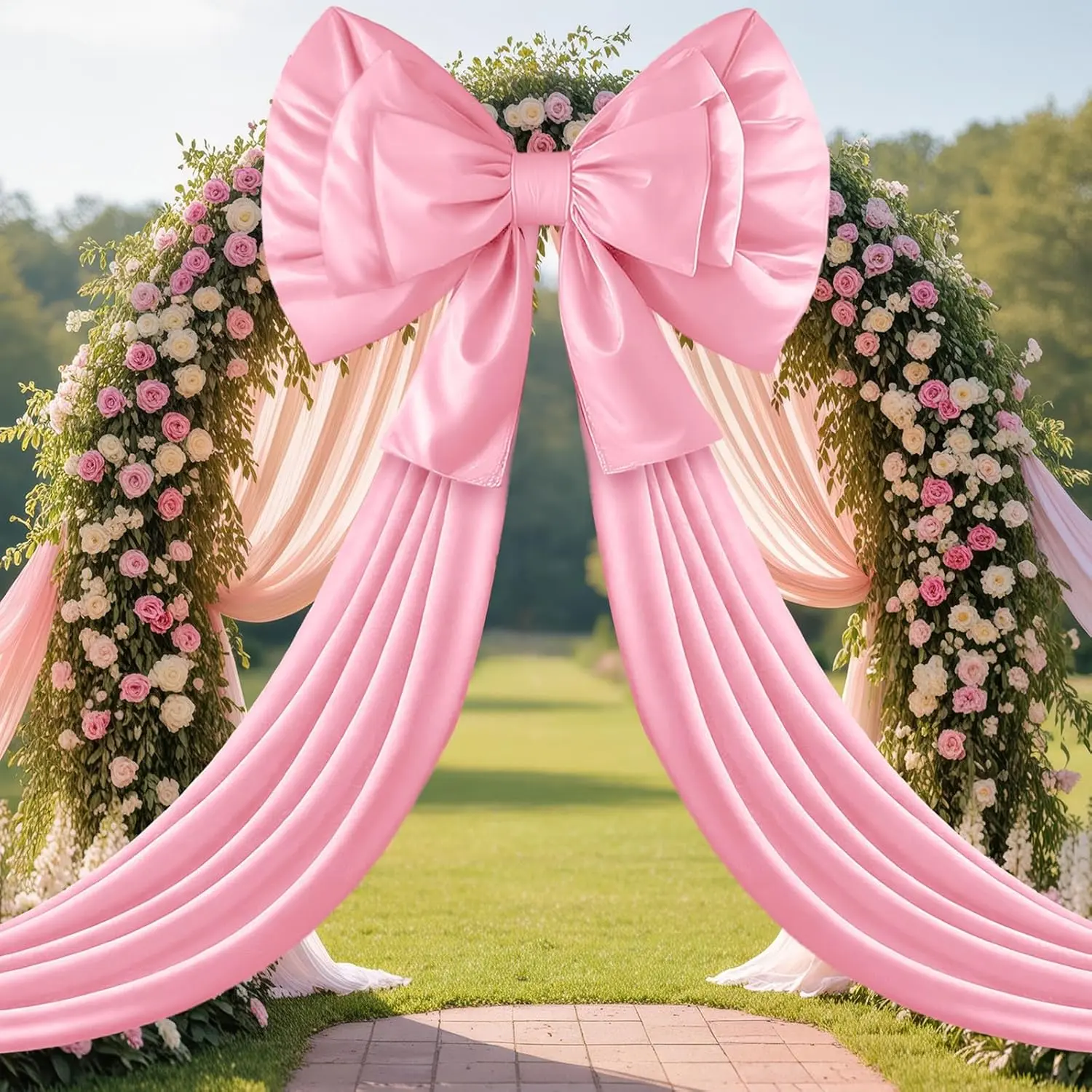 55 x 118'' Giant  Bow Outdoor  Silk   Bow for Backdrop Outside Wall Room Decoration Birthday Party  Shower Wedding Garden Lawn Indoor  Decor