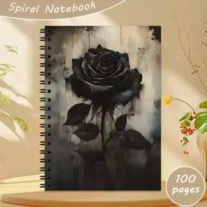 Gothic Style Rose Art Coil Notebook, Unique Aesthetic Design, Practical and Stylish, Perfect for Niche and Atmosphere Lovers
