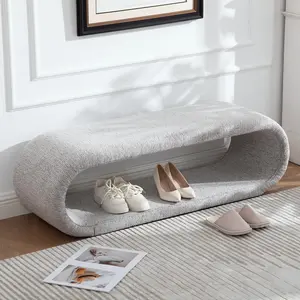 Eyisean 52.2" Chenille Modern Upholstered Bed End Bench, Comfortable Shoe Bench Ottoman with Cloud Curve Design & Wide Seating, Durable Window Bench for Entryway, Bedroom, No Assembly Required