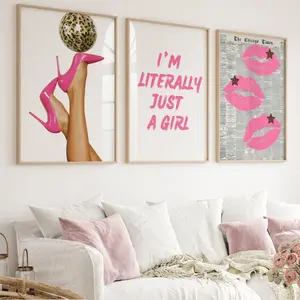 Pink Dorm Room Prints Y2K Coquette Wall Art Set Girly Bedroom Décor