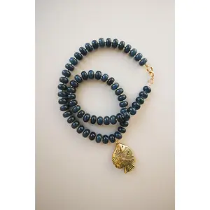 Navy Necklace + Fish Pendant