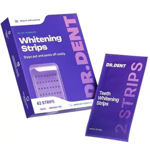 DRDENT Purple Teeth Whitening Strips - Non Sensitive Teeth Whitening - Peroxide-Free - 7/21 Whitening Sessions