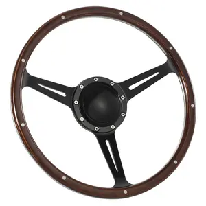 Flashpower 15" Black Wood Steering Wheel Jaguar MG GT MGB Midget W/Horn