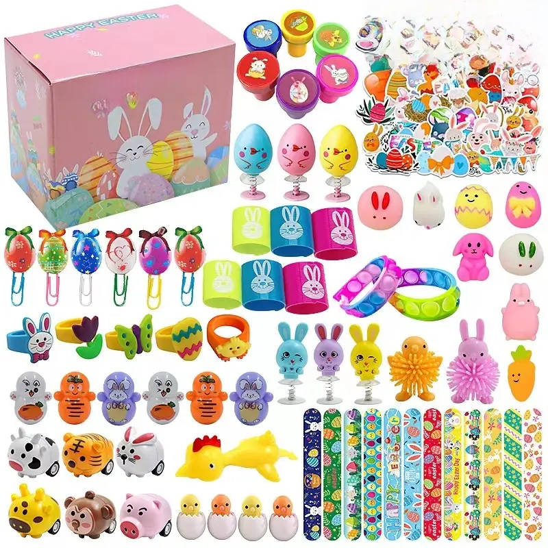 Prefilled Easter Eggs (36pcs/48pcs/72pcs/100pcs/200pcs) with Fun Toys and Stickers, Capsule Toys for Kids, Ideal for Egg Hunts, Party Favors, Classroom Prizes, Easter Egg Prefilled