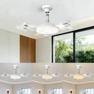 Socket Fan Light with Remote Control for E26/E27 Base, 3 Lighting Modes 3000K-6500K, Ideal for Small Rooms, Bedrooms, Garages & Dining Areas (Fan Light with 4 Blades)